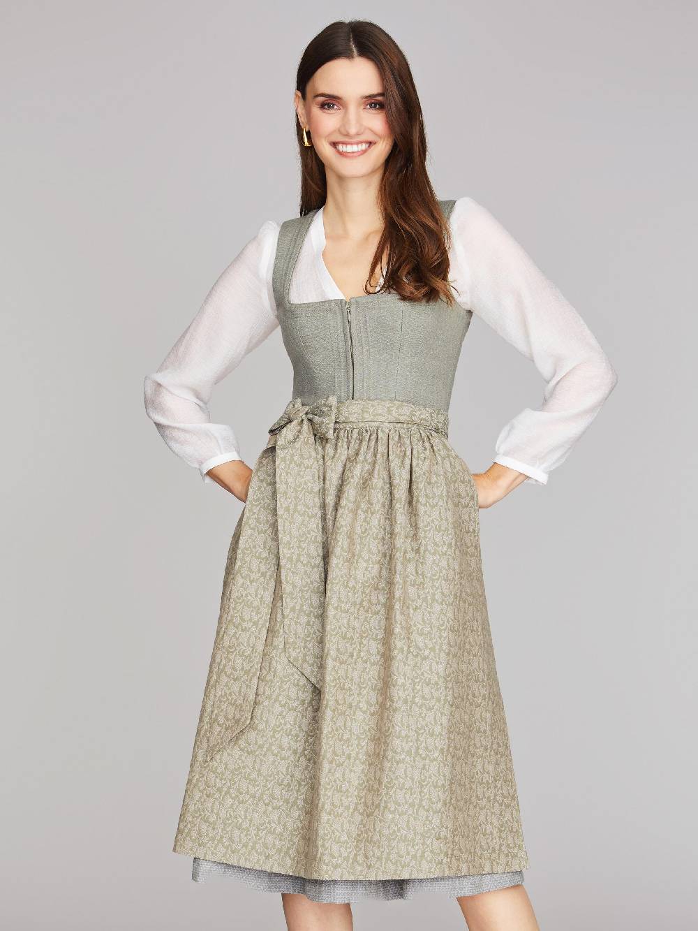 Limberry Grünes Dirndl aus Leinen - CLAIRE MISTY GREEN Super Sparpreis