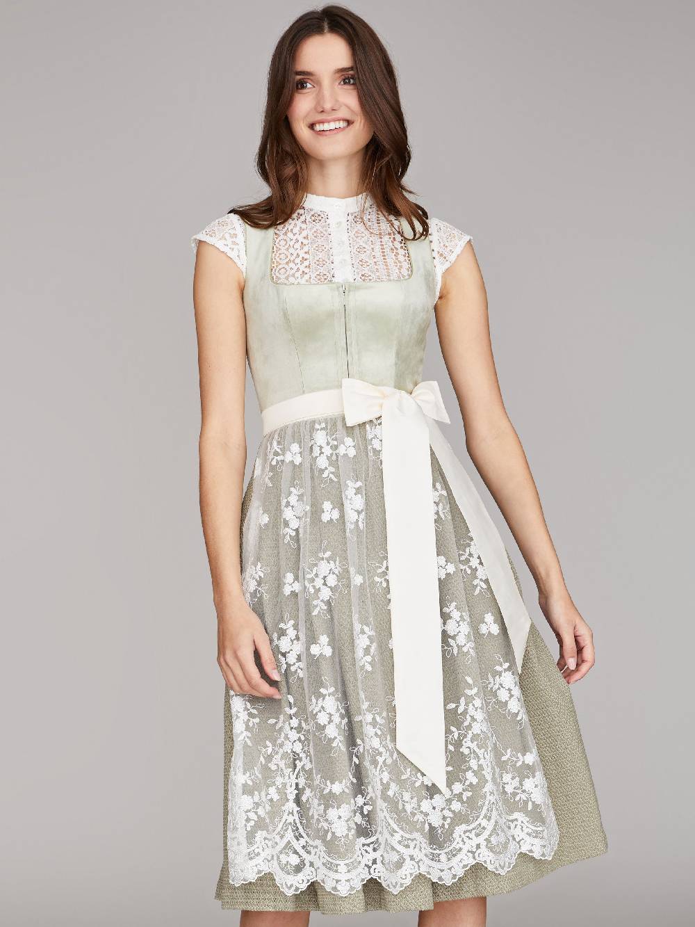 Limberry Salbeigrünes Samtdirndl - RUTH SAGE GREEN Begrenzte Freigabe