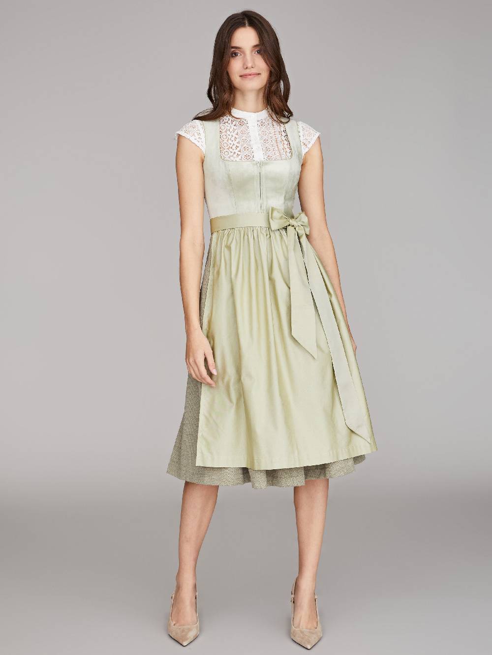 Limberry Salbeigrünes Samtdirndl - RUTH SAGE GREEN Begrenzte Freigabe