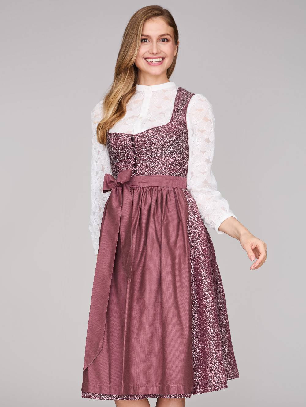 Limberry Rubinrotes Dirndl mit Knöpfen - JOSIE POMEGRANATE Letzte 3 Tage