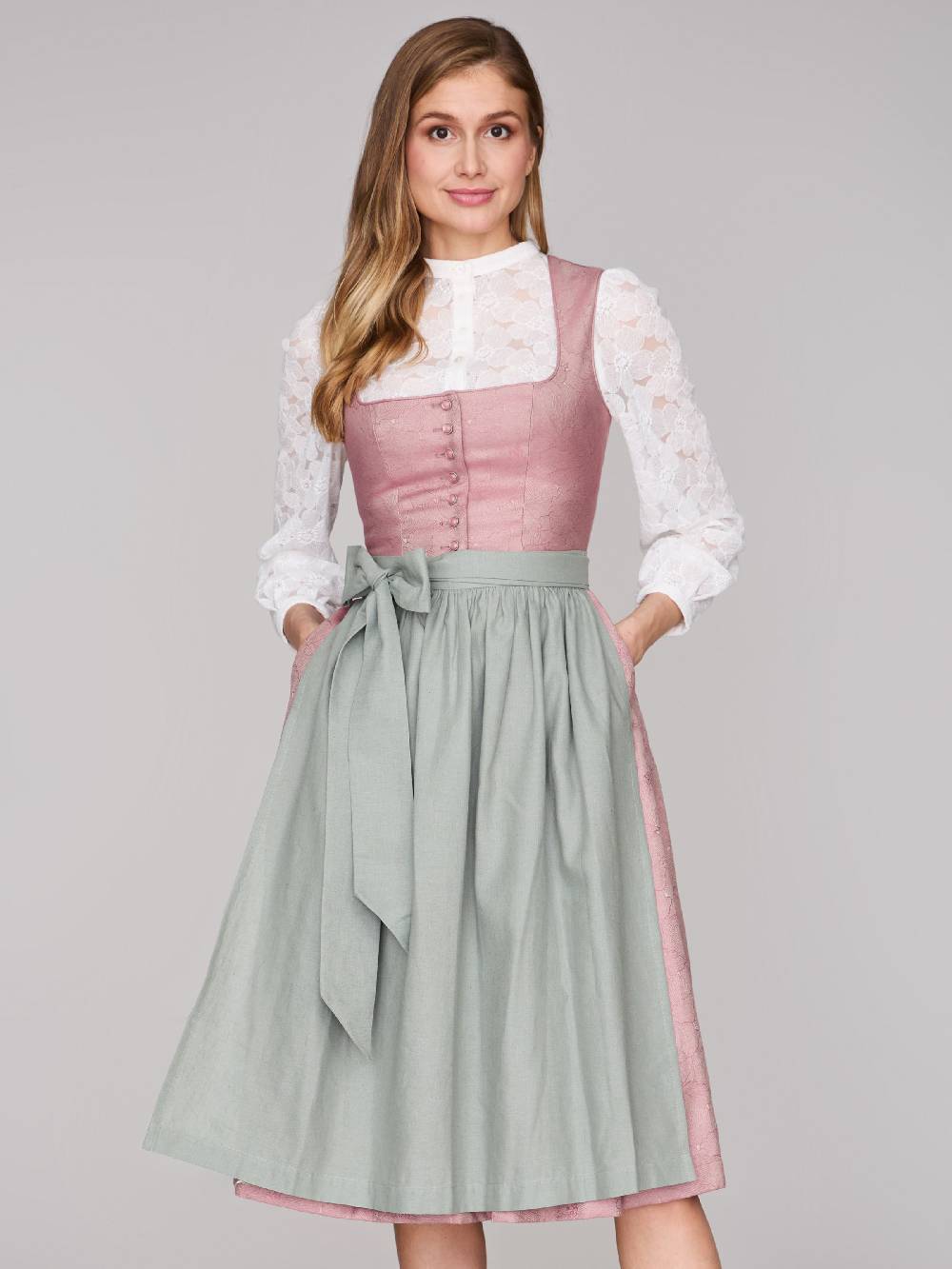 Limberry Rosa-farbenes Dirndl mit Knöpfen - FELICITY ASH ROSE JETZT KAUFEN