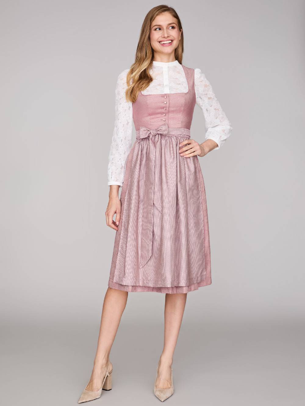 Limberry Rosa-farbenes Dirndl mit Knöpfen - FELICITY ASH ROSE JETZT KAUFEN