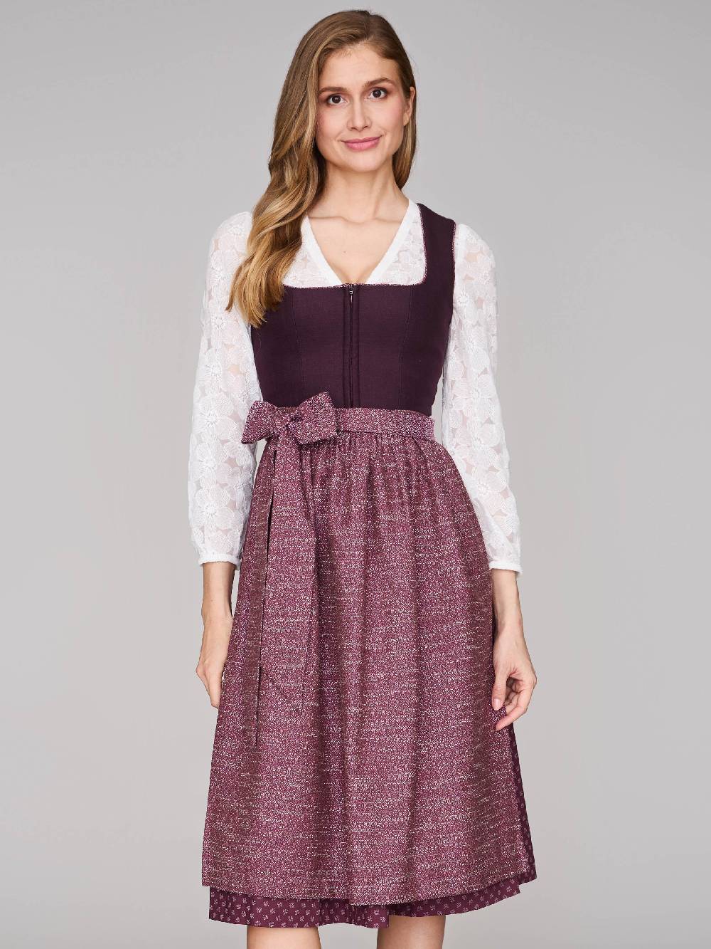 Limberry Beeren-farbenes Dirndl mit Leinen-Mieder - ADA FIG Zeitbegrenzte Promotion
