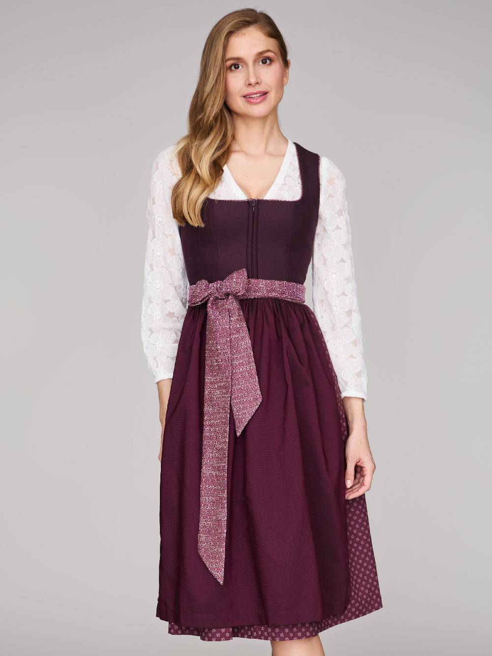 Limberry Beeren-farbenes Dirndl mit Leinen-Mieder - ADA FIG Zeitbegrenzte Promotion