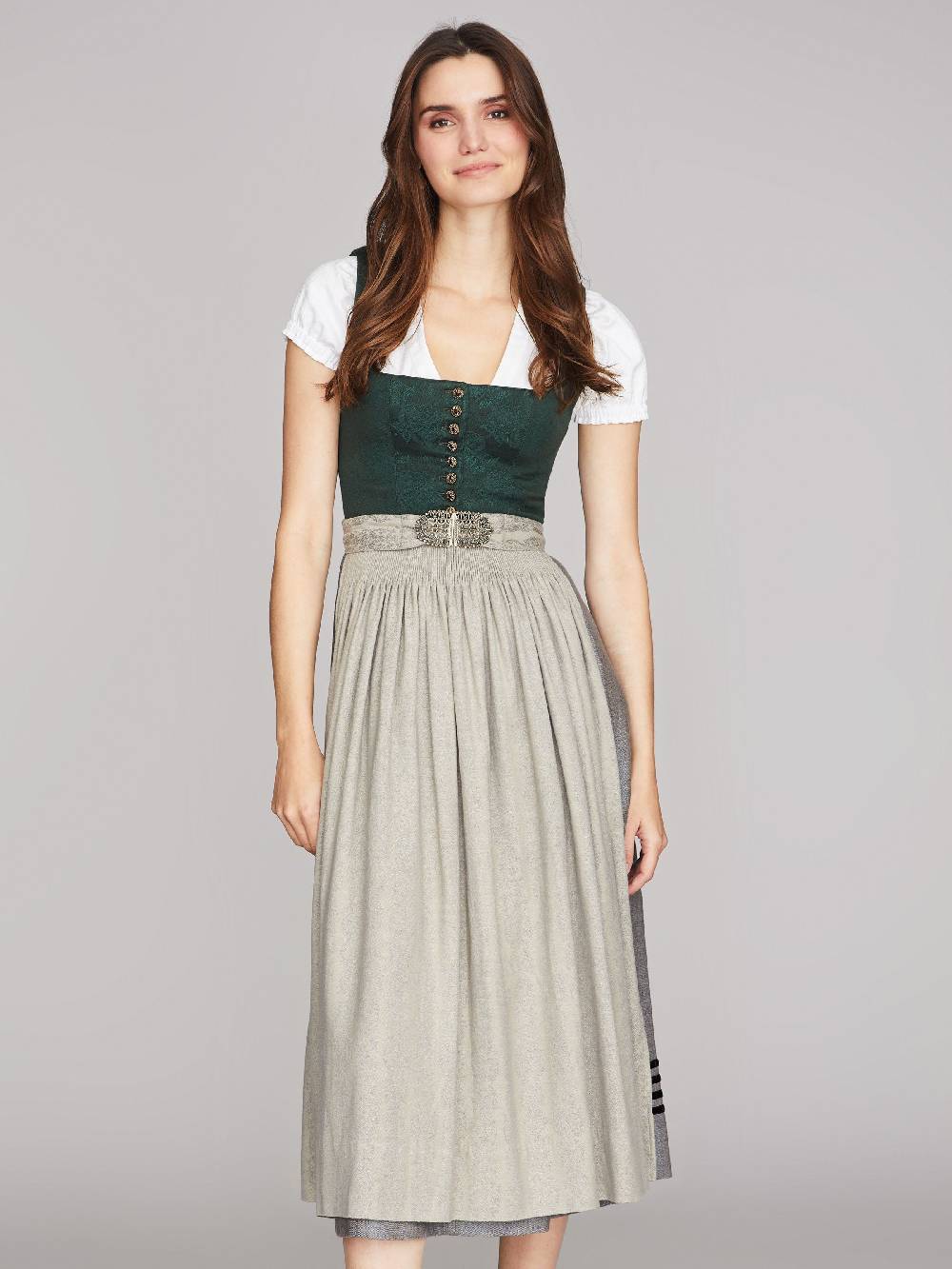 Limberry Tannengrünes Dirndl mit Blumen-Muster - MONIKA TANNE Bis zu 60% Rabatt