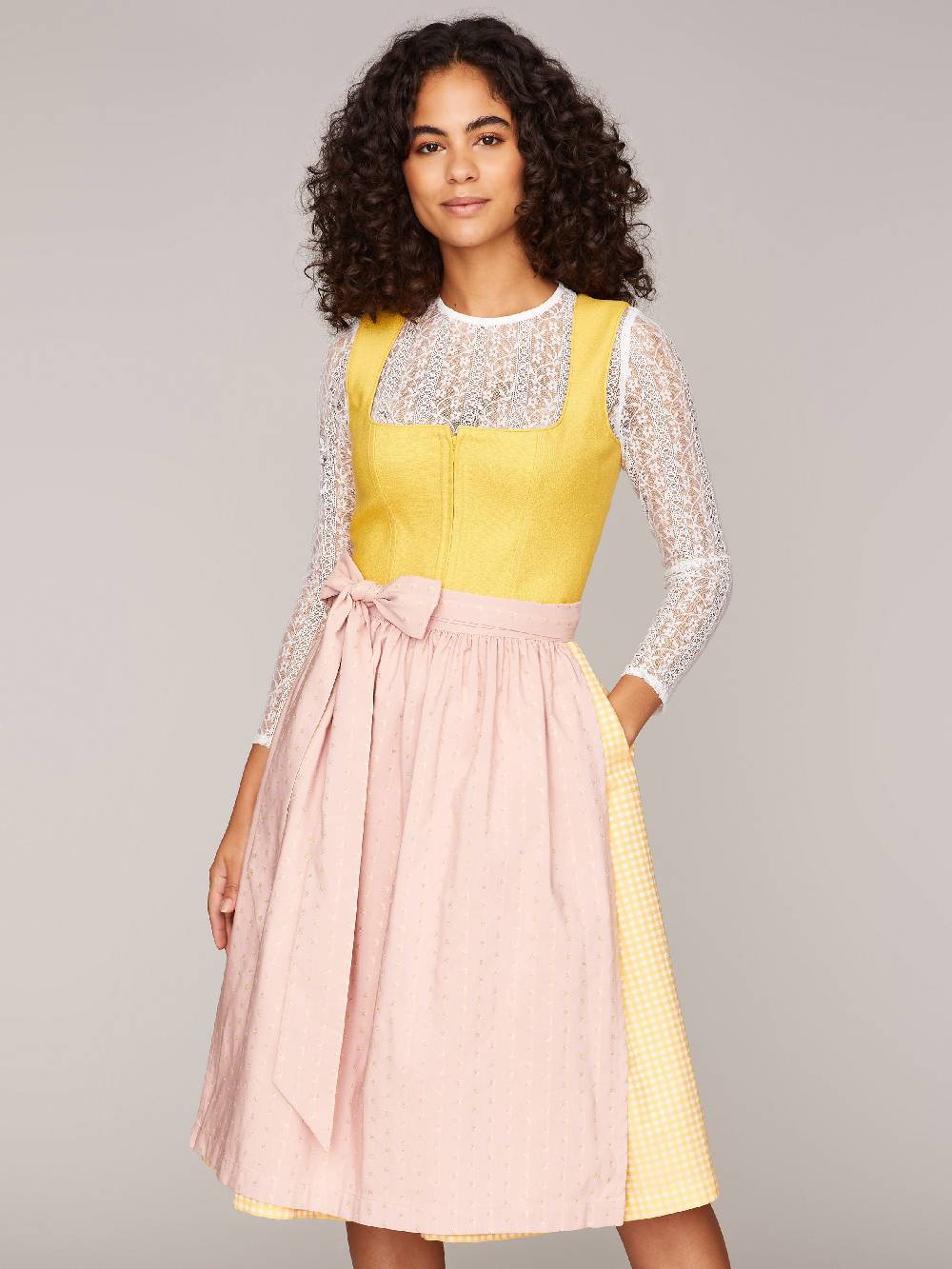 Limberry Gelbes Dirndl mit Leinen-Mieder - MIRANDA YELLOW Flash Sale