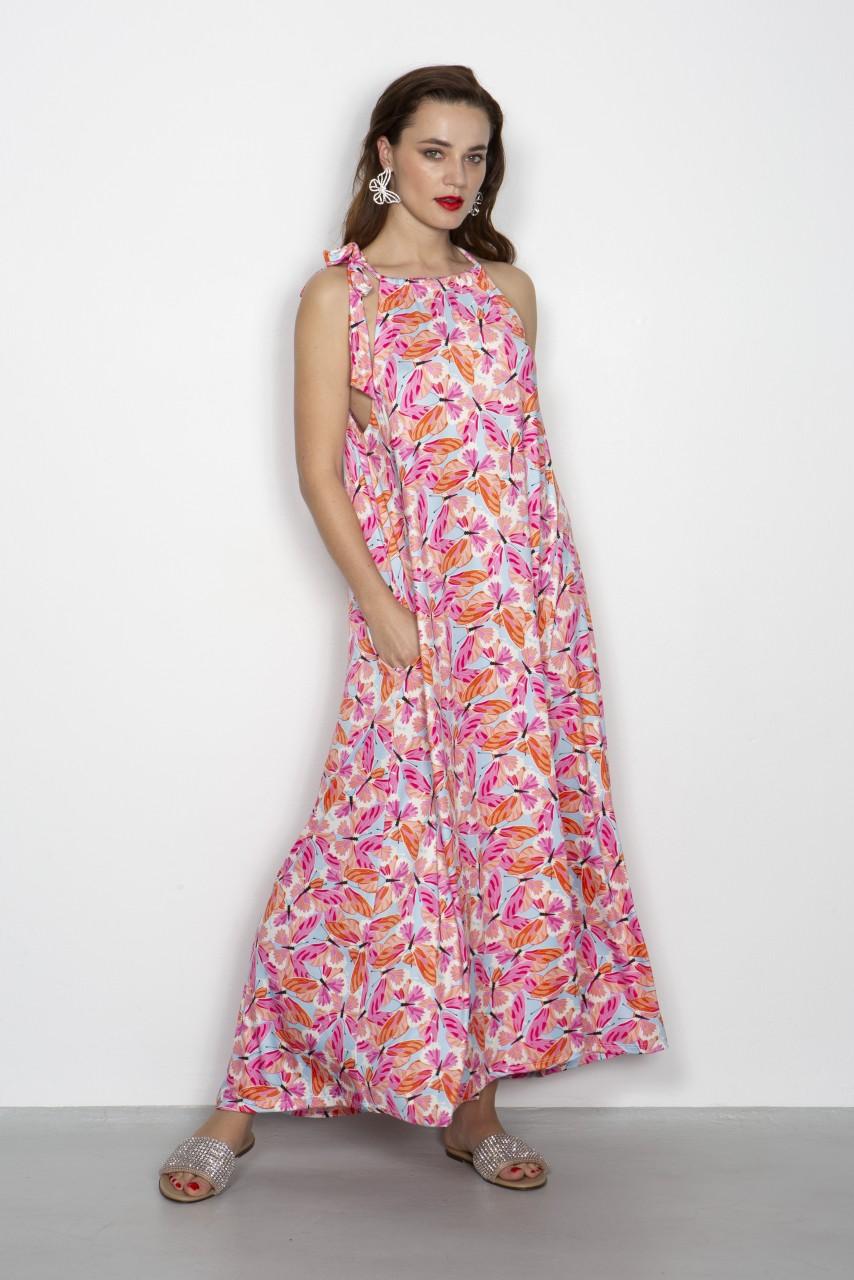 Marivie Holiday butterflies sky blue Dress Lagerräumung