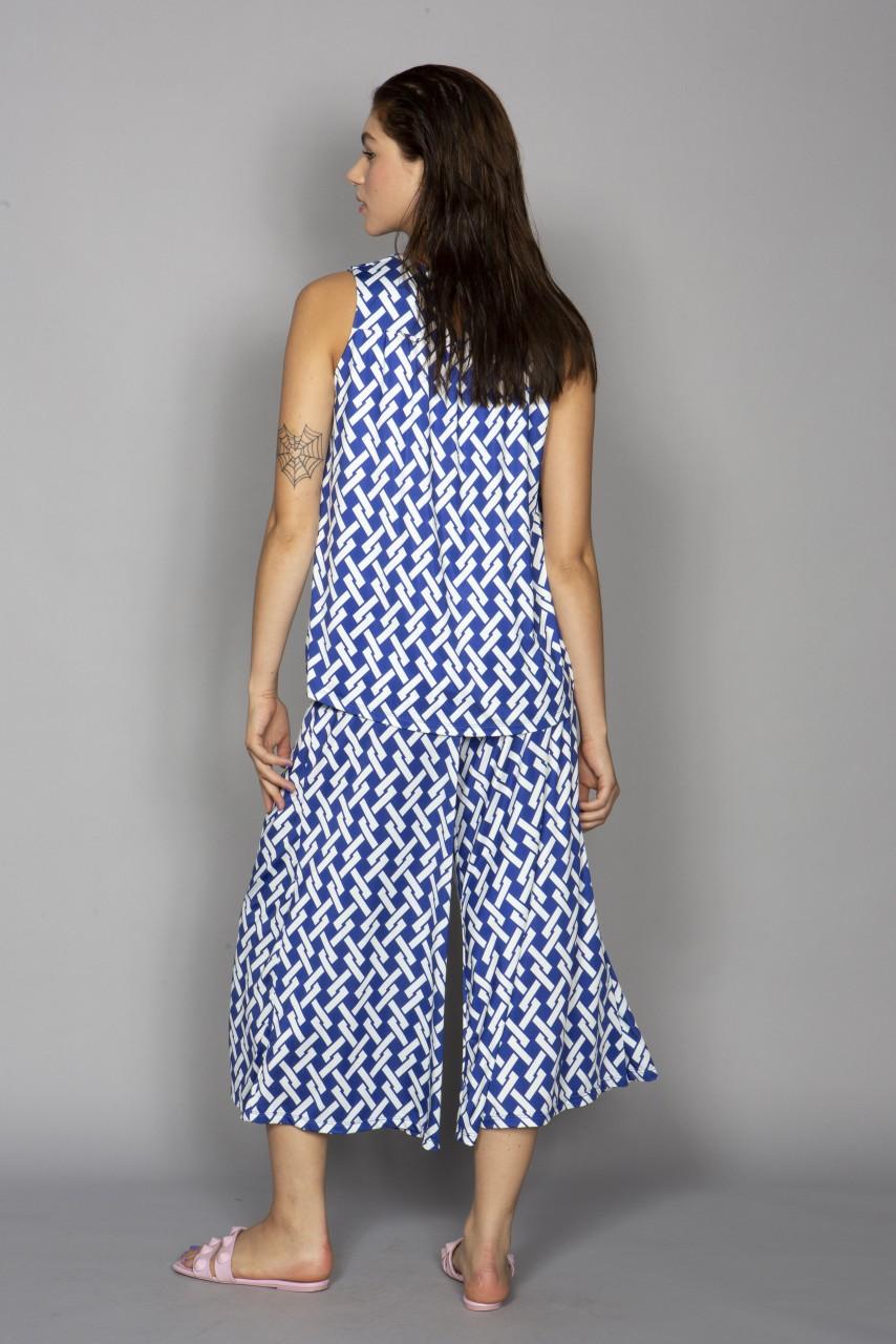 Marivie Culotte geometric lines blue Culotte Online