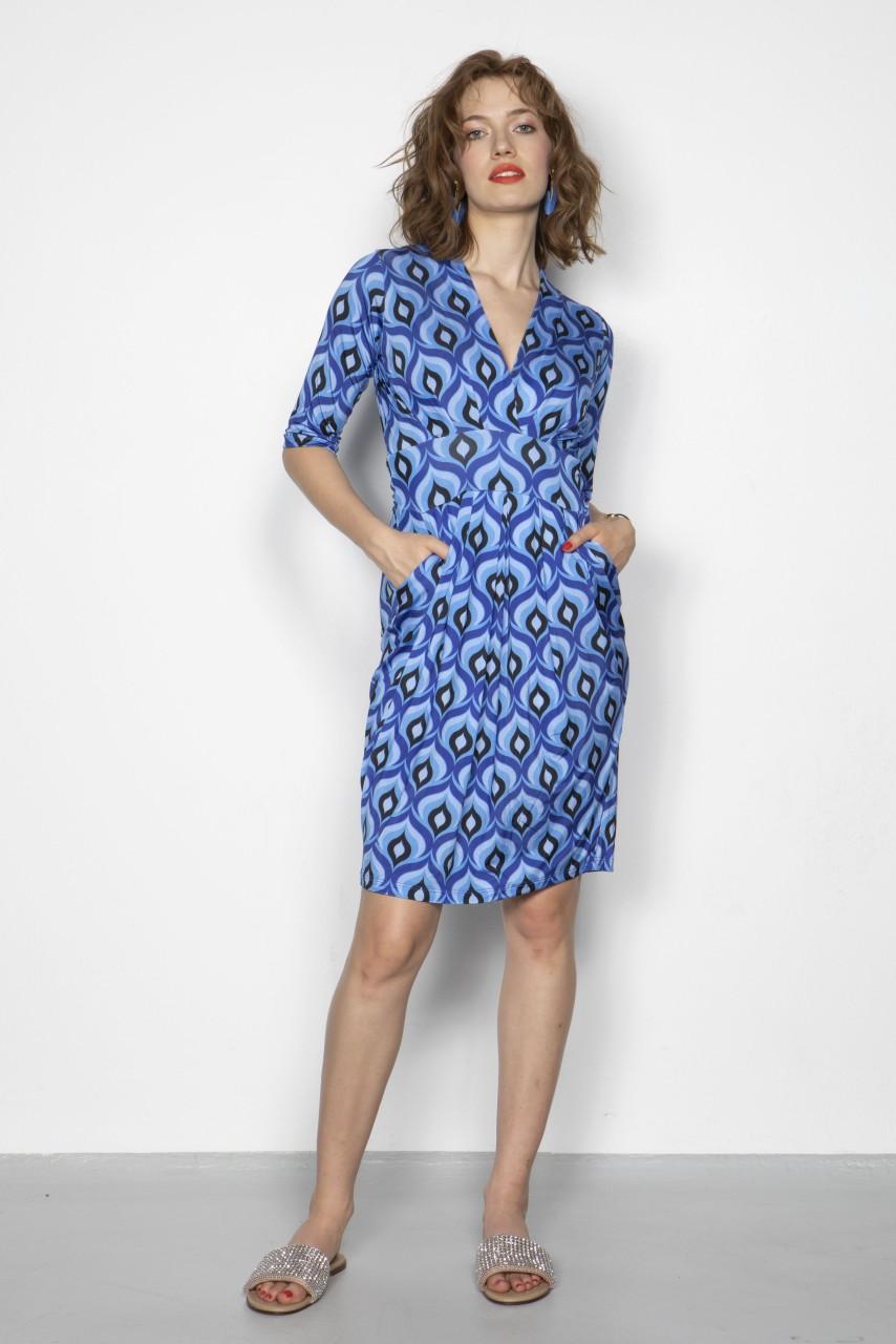 Marivie Surprise peacock feather blue Dress Rabatt