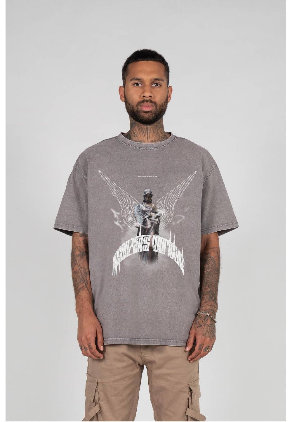 MJ Gonzales HIGHER THAN HEAVEN V.1 Acid Washed Heavy Oversize Tee Fabrikverkauf