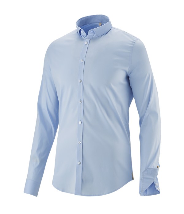 Q1 Manufaktur Q1 Hemd SANDRO Superior Stretch in hellblau Standard Hemdlänge VIP-Rabatte