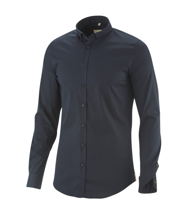 Q1 Manufaktur Q1 Hemd SANDRO Superior Stretch in marine Standard Hemdlänge Tiefpreis