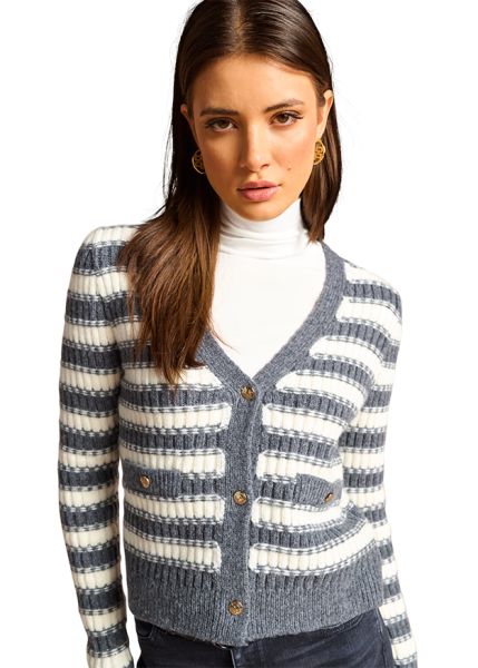 Riani GESTREIFTER CARDIGAN AUS COSY KNIT Saisonschlussverkauf