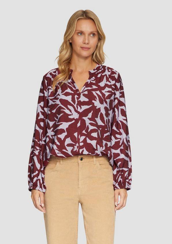 S.Oliver Strukturierte Viskose-Bluse mit All-over-Print Kostenlose Rückgabe