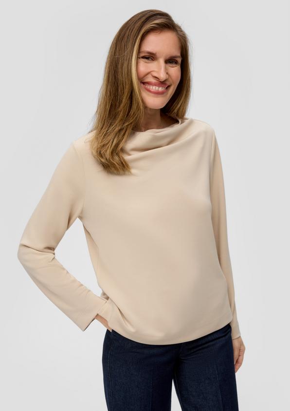 S.Oliver Strickjerseyshirt mit Wasserfall-Ausschnitt Fabrikverkauf