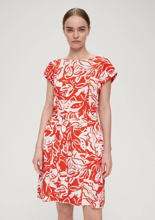 S.Oliver Kleid mit Bindeband aus Viskose Tiefpreis