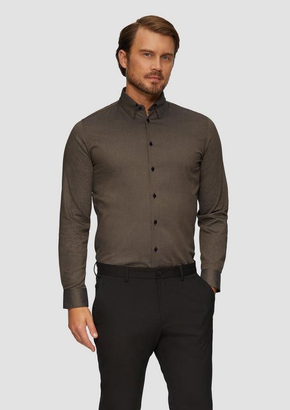 S.Oliver Tailored Fit: Hemd mit Hahnentrittmuster Riesige Rabatte