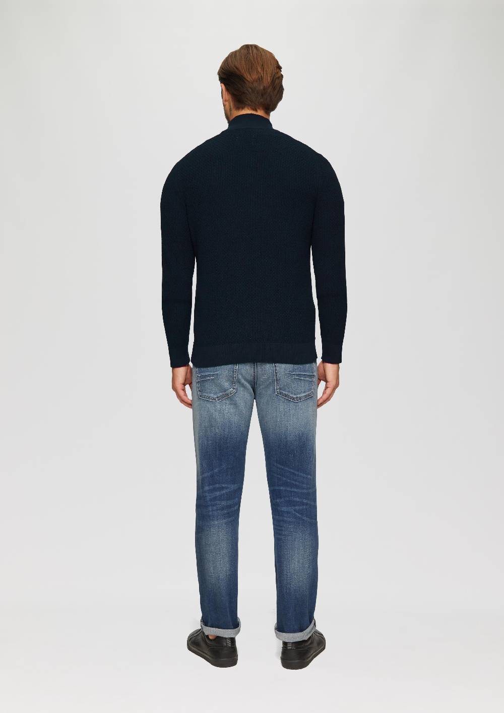 S.Oliver Strukturierter Strickpullover mit Troyerkragen Letzte 3 Tage