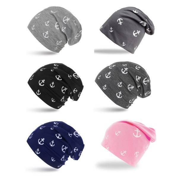 Sonia Originelli Beanie "Mini Anker" Mütze Maritim Overall Print Super Sparpreis