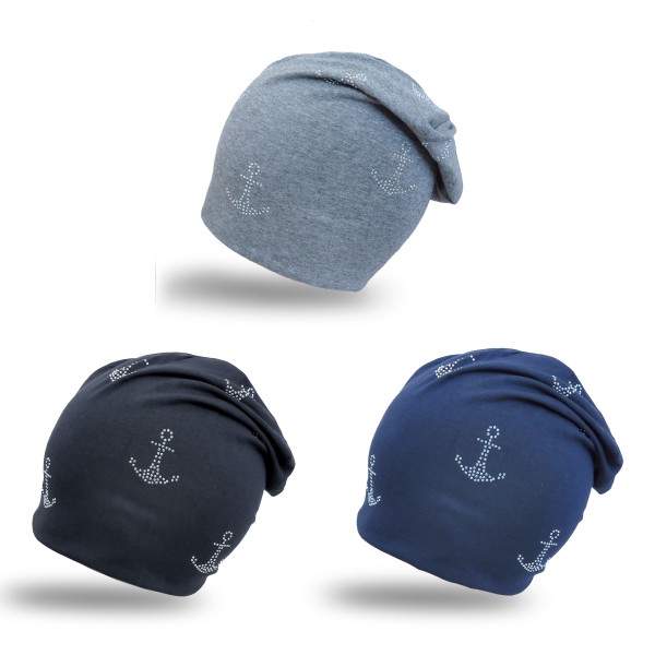 Sonia Originelli Beanie Kind "Mini Anker" Kindermütze Maritim Strasssteine Begrenzte Freigabe