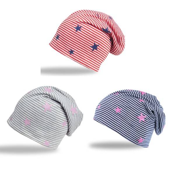 Sonia Originelli Beanie Mütze "kleine Sterne" Streifen Jersey Unisex Letzter Tag