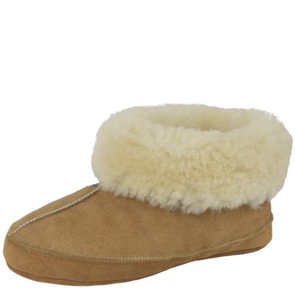 Sonia Originelli Beige Hüttenhausschuh Lammfell Schaffell Leder XXL Fellkranz Super Rabatt