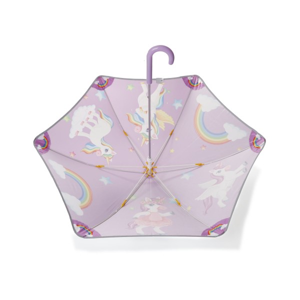 Sonia Originelli Kinder Regenschirm reflektierend Sicherheitsschirm Einhorn lila rosa Sternchen Unicorn Kostenlose Rückgabe