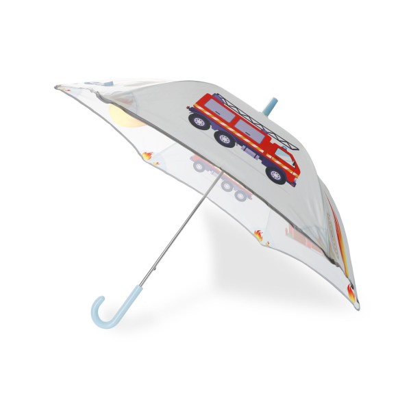 Sonia Originelli Kinder Regenschirm reflektierend Sicherheitsschirm Feuerwehr Tatü Tata Auto Begrenzte Freigabe