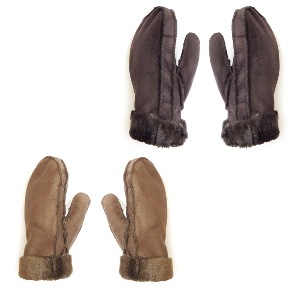 Sonia Originelli Fausthandschuhe Faux-Leder Velouroptik Kunstfell Samt Velvet kuschelig Verkauf