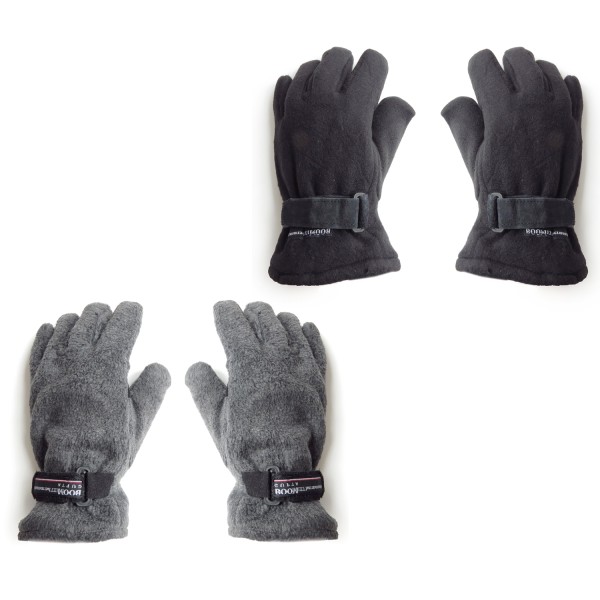 Sonia Originelli Handschuhe Winter Finger Fleece Schwarz Klettverschluss Fabrik Onlineshop