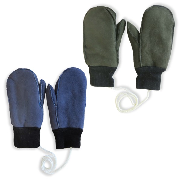 Sonia Originelli Kinder Fausthandschuh Leder Band Schaf Lammfell Strick Fabrikpreis