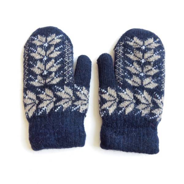 Sonia Originelli Kinder Fausthandschuhe Angorawolle Norweger Muster Fäustel Schneeflocken Rabatt
