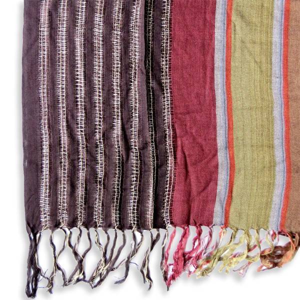 Sonia Originelli Langschal mit Fransen gestreift Streifen braun olive Online Shopping
