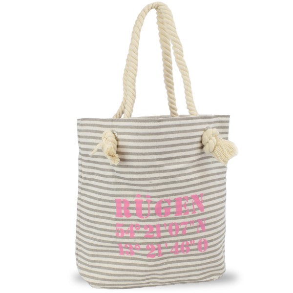 Sonia Originelli City Shopper "Rügen" maritim gestreift Koordinaten Canvas Begrenztes Angebot
