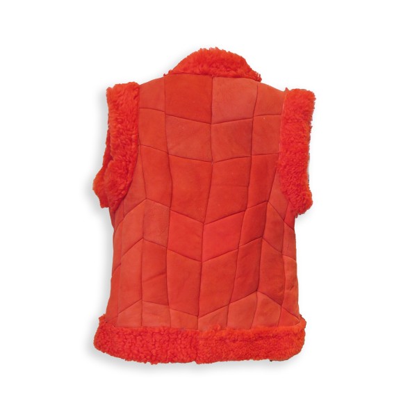Sonia Originelli Damenweste Naturfell Leder Lammfell Patchwork Handarbeit Weihnachtsangebot