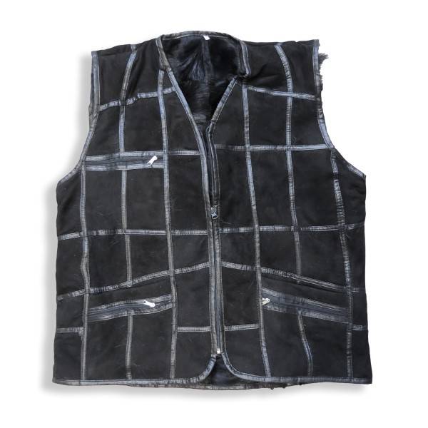Sonia Originelli Herrenweste Naturfell Leder Patchwork Jacke Angebote