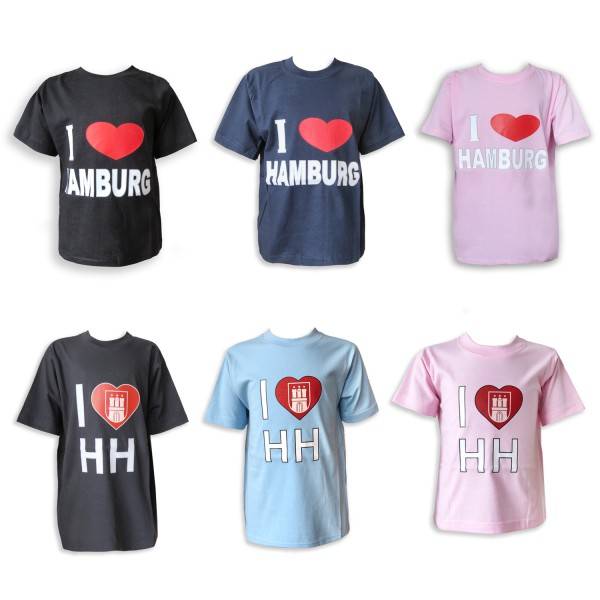 Sonia Originelli Kinder T-Shirt "I Love Hamburg" Wappen Baumwolle Blitzverkäufe