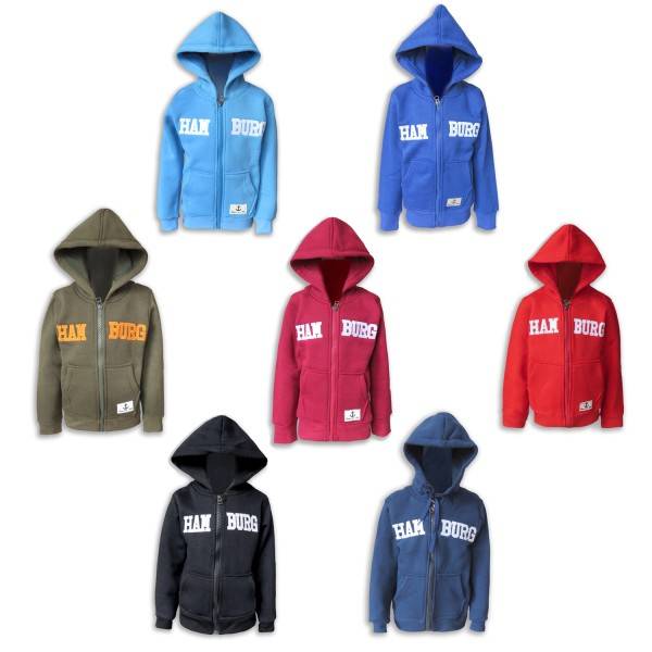 Sonia Originelli Sweatjacke "Hamburg" Kinder unifarben Jacke Hoodie bestickt Großer Ausverkauf