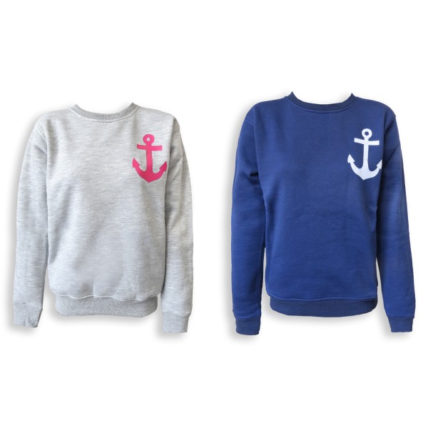 Sonia Originelli Sweatshirt "Anker" Maritim Druck Damen Unifarben Pullover Flash Sale