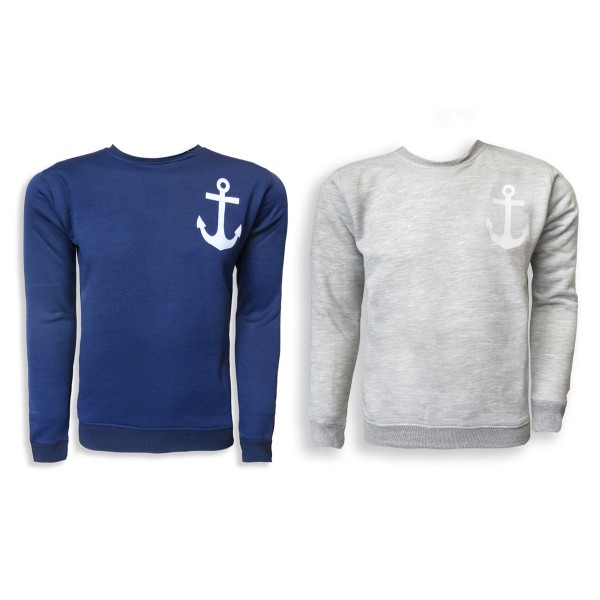 Sonia Originelli Sweatshirt "Anker" Maritim Druck Herren Unifarben Pullover Begrenztes Angebot