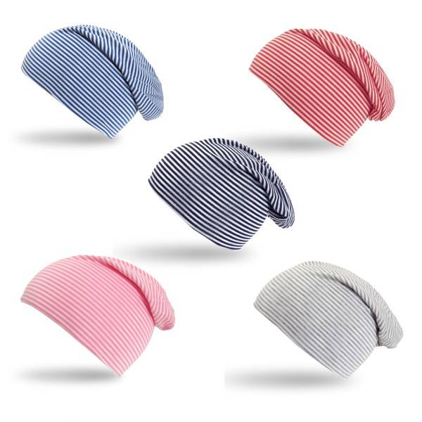 Sonia Originelli Beanie Mütze "Streifen UNI" Maritim Gestreift Jersey Lagerräumung