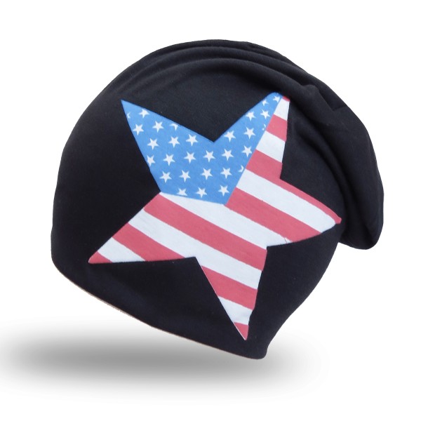 Sonia Originelli Beanie Mütze "USA" Unisex Stern Jersey Top Angebot