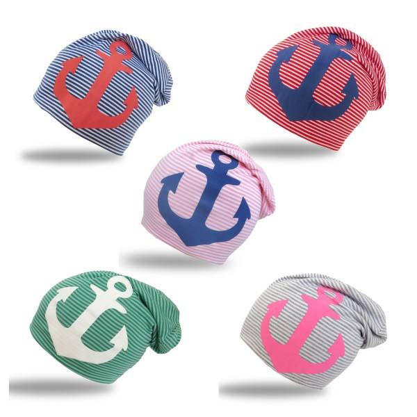 Sonia Originelli Beanie Mütze Kind "Maritim Anker" Kindermütze Streifen Neuheiten