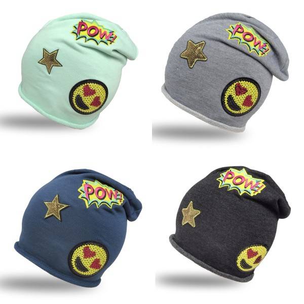 Sonia Originelli Beanie Mütze Kind Patch Aufnäher Stern Pow trend Baumwolle Begrenzte Freigabe