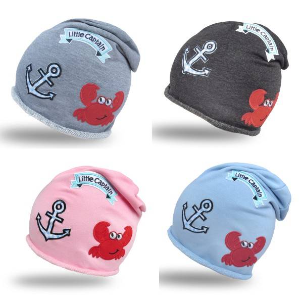Sonia Originelli Beanie Mütze Kleinkind Patch Aufnäher Krabbe maritim Anker trend Baumwolle Babymütze Bis zu 50% Rabatt