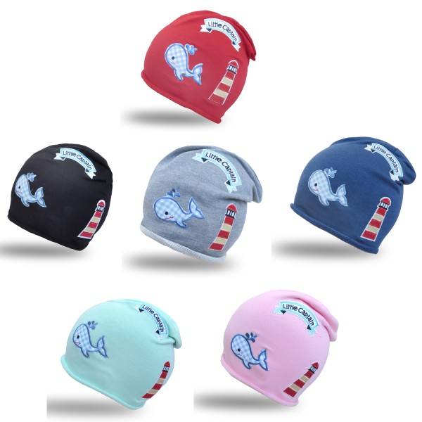 Sonia Originelli Beanie Mütze Kleinkind Patch Aufnäher Leuchtturm maritim Wal trend Baumwolle Babymütze Bis zu 60% Rabatt