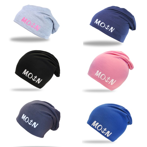 Sonia Originelli Beanie Mütze unifarben mit MOIN Aufdruck Anker maritim Jersey Unisex Nur noch ein Tag übrig