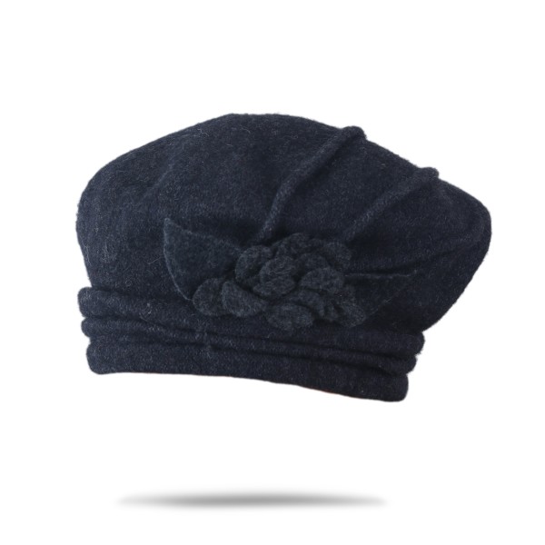 Sonia Originelli Damenhut Barett Wolle Blumenapplikation Winter warm hoher Tragekomfort Meist gekauft
