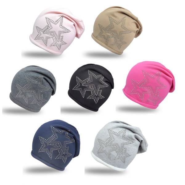 Sonia Originelli Fleece Beanie "3-Stern" Winter Nieten Premium Fabrik Onlineshop
