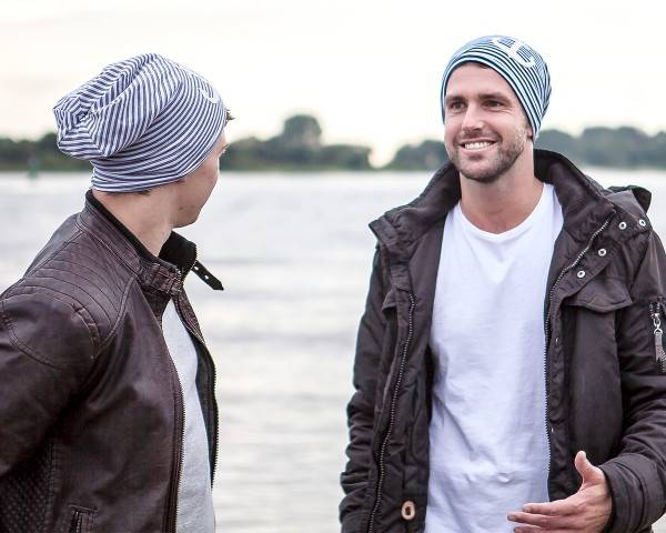Sonia Originelli Fleece Beanie "Anker" Streifen Maritim Winter Unisex Sonderangebot